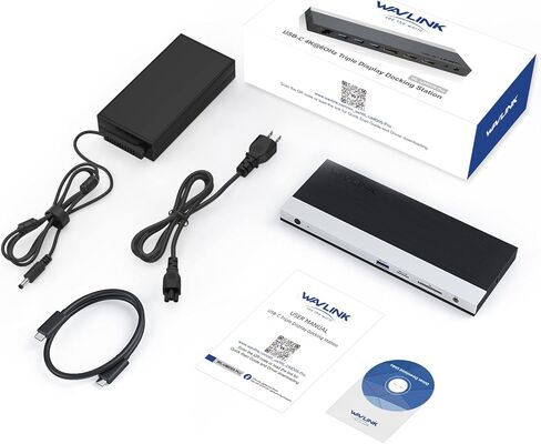 محطة إرساء WAVLINK 4K USB C شاشة ثلاثية 2 HDMI + 1 منفذ عرض مع طاقة 100 وات، LAN، 4 USB 3.0، قارئ بطاقة SD، صوت، لجهاز Dell XPS 13/15، MacBook Pro، Lenovo Yoga، إلخ - إصدار ترقية 2023 in Kuwait