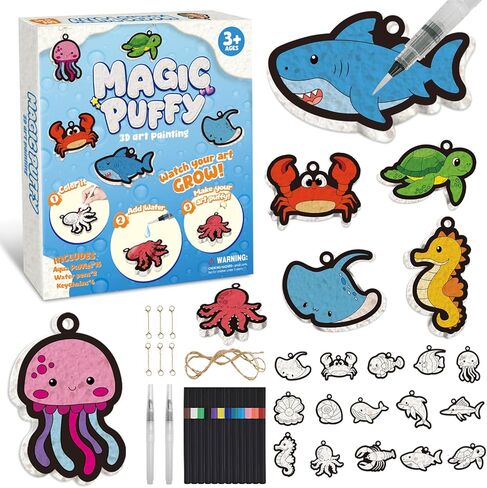 Taotuo Magic Foam Texture Painting Kit - 3D Art Puffy Paint Kit, Princesses & Unicorns,15 Mess-Free Paint by Number Craft for Kids Ages 3-10 in Kuwait