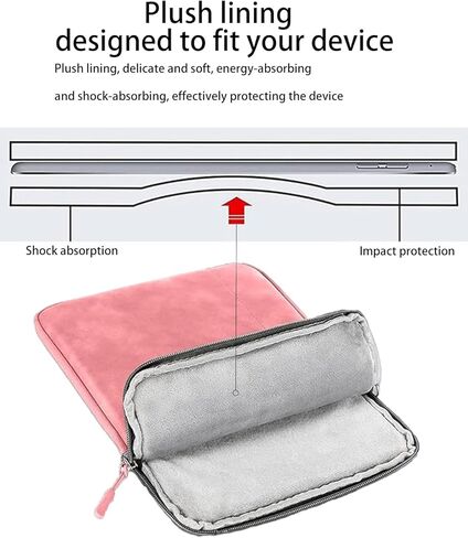 Tablet Sleeve Case 8–9 Inch, WUNIAK 360° Protective Splash-Resistant Carrying Bag for iPad, Tablet Computer, E-Reader & Drawing Tablet,Pink. in Saudi Arabia