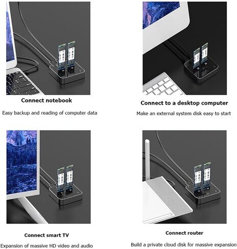 محطة إرساء القرص الصلب الخارجي USB 3.1 من النوع C إلى M.2 Dual Bay مع استنساخ غير متصل لـ M2 SSD يدعم حامل HDD سعة 2 تيرابايت (اللون: K3016S) in Saudi Arabia