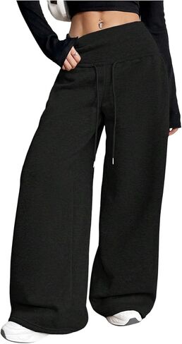 Women's Drawstring Elastic Waist Sweatpants Wide Leg Athletic Pants in Saudi Arabia