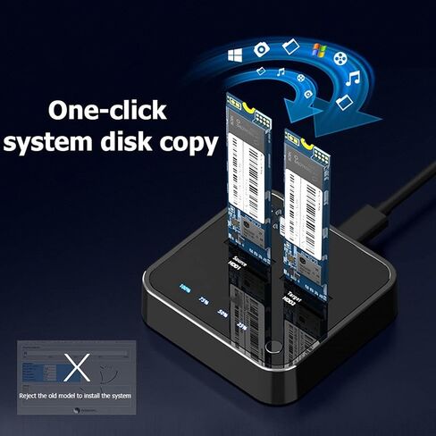 محطة إرساء القرص الصلب الخارجي USB 3.1 من النوع C إلى M.2 Dual Bay مع استنساخ غير متصل لـ M2 SSD يدعم حامل HDD سعة 2 تيرابايت (اللون: K3016P) in Saudi Arabia