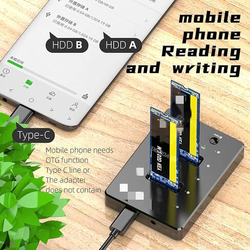 محطة إرساء محرك الأقراص الصلبة من النوع C إلى USB 3.0 M.2 SATA NGFF SSD ومحول استنساخ خارجي غير متصل بخليج مزدوج in Saudi Arabia