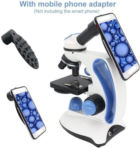 طقم مجهر 40X-2000X مجهر أحادي العين، مع مصابيح علوية/سفلية قابلة للتعديل ومحولات عدسة مجهر بإضاءة LED in Kuwait
