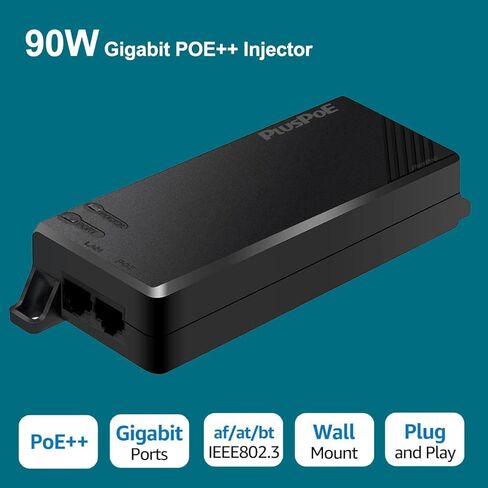 حاقن Gigabit PoE++، حاقن POE++ عالي الطاقة 90 وات/60 وات، محول POE 30 وات، محول POE 15.4 وات، متوافق مع IEEE802.3bt/802.3at/802.3af، 10/100/1000 ميجابت في الثانية، حتى 100 متر (328 قدمًا) in Saudi Arabia
