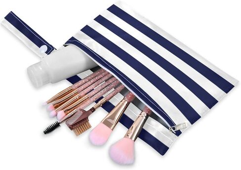 Kigai Navy Blue Stripes Wet Dry Bags 2 Pack, Waterproof Reusable Baby Cloth Diaper Wet Dry Bag with Zipper Pocket for Travel, Beach, Stroller, Gym Dirty Clothes, Wet Swimsuits in Saudi Arabia