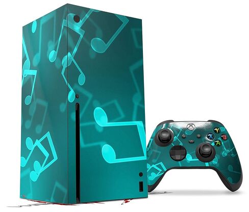 WraptorSkinz Skin Decal Vinyl Wrap compatible with the XBOX Series X Console and Controller - Bokeh Music Neon Teal (GAMING CONSOLE NOT INCLUDED) in Kuwait