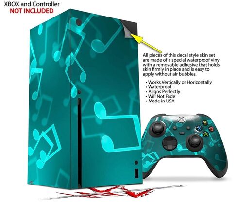 WraptorSkinz Skin Decal Vinyl Wrap compatible with the XBOX Series X Console and Controller - Bokeh Music Neon Teal (GAMING CONSOLE NOT INCLUDED) in Kuwait