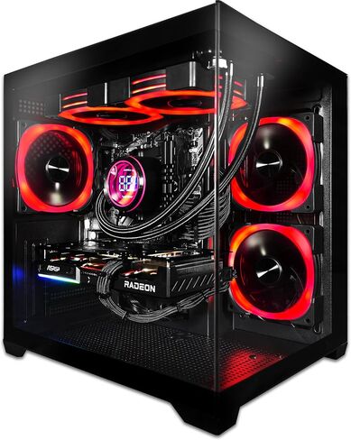 حزمة كمبيوتر SAAV CORE للألعاب مسبقة الصنع، سطح المكتب AMD Ryzen 7 5800X Radeon RX 9060 XT 8GB GDDR6 شاشة منحنية 27 بوصة 16GB DDR4 512GB NVMe WiFi 6 Windows 11 AIO كمبيوتر مبرد سائل كمبيوتر ألعاب أسود in Kuwait