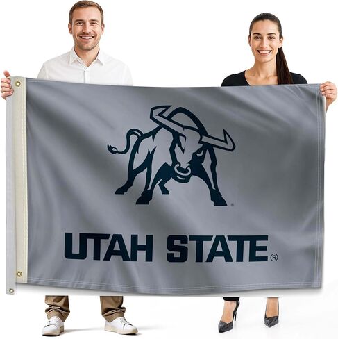 علم Utah State Aggies College الرياضي المطبوع - مرخص من الرابطة الوطنية لرياضة الجامعات - نايلون - لافتة مدرسية (أزرق، رمادي) (4 × 6 بوصات) in Kuwait