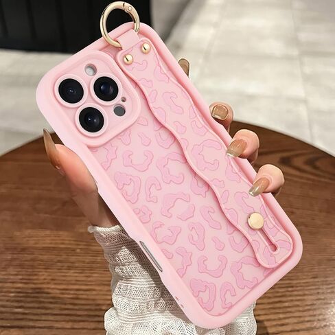 حافظة MOWIME متوافقة مع هاتف iPhone 17 Pro Max مع حزام الإصبع، [محدث] غطاء مسند قابل للتعديل لسوار المعصم للنساء والفتيات، حافظة واقية من السيليكون المقاوم للصدمات بطبعة الفهد، مقاس 6.9 بوصة، بني in Kuwait