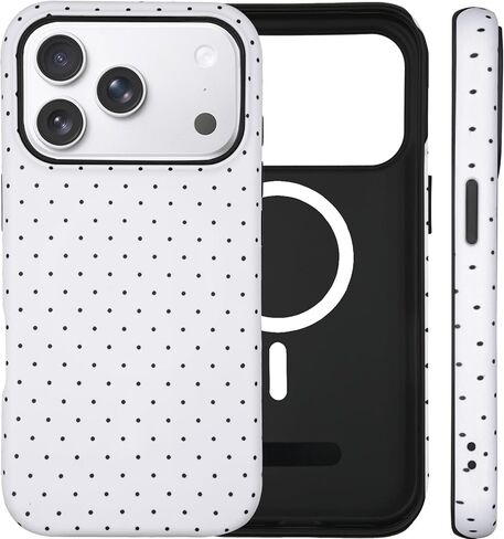 for iPhone 15 Plus Case Cute Polka Dot Phone Case Compatible with MagSafe, Dual-Layer Shock Protection (Hard PC + Silicone) - Aesthetic Protective Phone Cover for Women Girls, Brown in Saudi Arabia