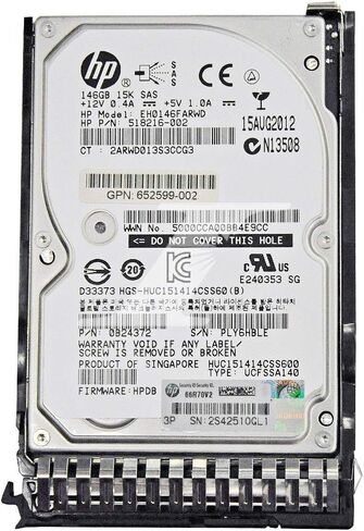 محرك الأقراص الصلبة الداخلي HPE HP 653950-001 سعة 146 جيجا بايت وسرعة 15 كيلو بايت وسرعة 6 جيجابت في الثانية مقاس 2.5 بوصة SAS in Kuwait