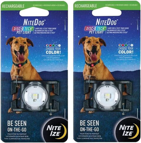 Nite Ize NiteDog ضوء الحيوانات الأليفة القابل لإعادة الشحن - ضوء للكلاب بتصميم مقاوم للطقس - مثالي للمشي والتخييم والمزيد - تقنية القرص O (عبوتان) in Kuwait