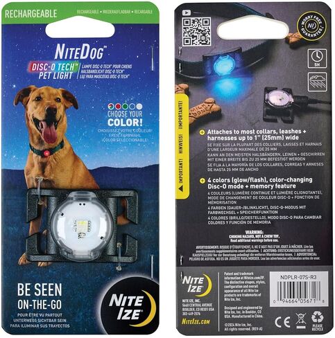 Nite Ize NiteDog ضوء الحيوانات الأليفة القابل لإعادة الشحن - ضوء للكلاب بتصميم مقاوم للطقس - مثالي للمشي والتخييم والمزيد - تقنية القرص O (عبوتان) in Kuwait