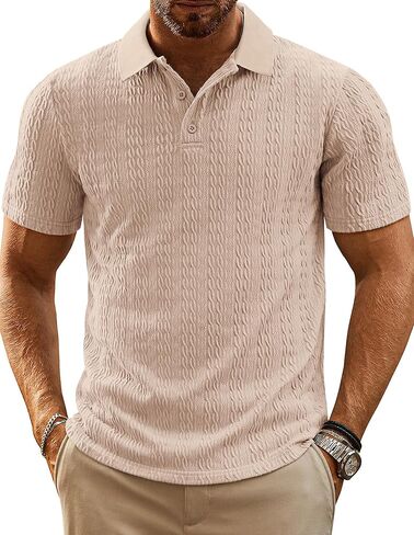 PJ PAUL JONES Mens Polo Shirts Short Sleeve Casual Collared Shirts Textured Stretchy Golf Shirts in Saudi Arabia