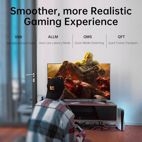 كابل الألياف البصرية 8K HDMI 2.1 48 جيجابت في الثانية 33 قدم، كابل HDMI فائق السرعة، 8K@60 هرتز 4K@120 هرتز ديناميكي HDR HDCP 2.2&2.3 سلك HDMI eARC متوافق مع PS5/Xbox/Apple TV/LG/Samsung/Blu-ray in Kuwait