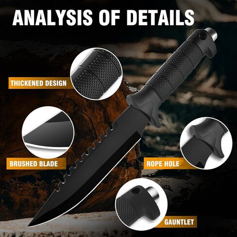 Sawtooth blade tactical knife,black handle, nylon sheath, outdoor hunting straight Hunting Bushcraft Full Tang Non-Slip Handle Knife Adventure EDC (style2) in Saudi Arabia