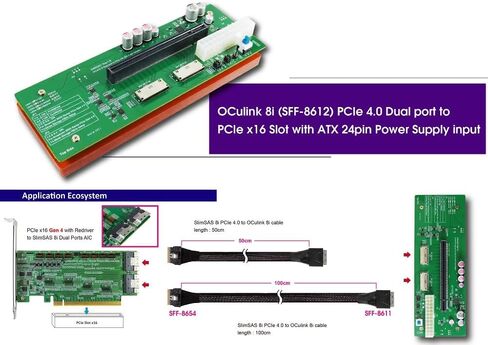 Micro SATA Cables Oculink 8i Dual Port to PCIe x16 Gen4 Slot Adapter - High-Speed PCIe Slot Adapter for Enhanced Storage Connectivity in Saudi Arabia