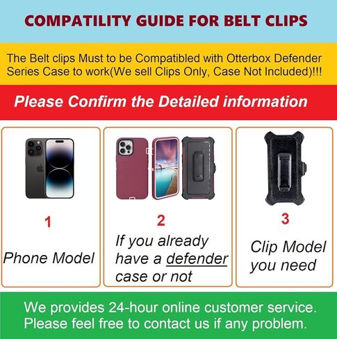 عبوتان من حافظة مشبك الحزام البديلة المتوافقة مع حافظة سلسلة Otterbox Defender لهاتف iPhone 14ProMax (6.7 بوصة، مشابك الحزام فقط، الحافظة غير متضمنة) in Saudi Arabia