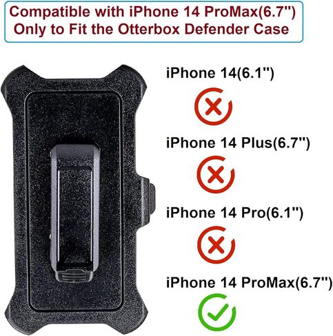 عبوتان من حافظة مشبك الحزام البديلة المتوافقة مع حافظة سلسلة Otterbox Defender لهاتف iPhone 14ProMax (6.7 بوصة، مشابك الحزام فقط، الحافظة غير متضمنة) in Saudi Arabia
