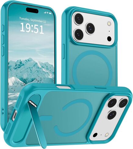 حافظة SUPFINE المغناطيسية لهاتف iPhone 17 Pro Max (مسند مدمج غير مرئي) (متوافقة مع MagSafe) (حماية من السقوط من الدرجة العسكرية) غطاء هاتف شفاف غير لامع مقاوم للصدمات، أزرق داكن in Kuwait