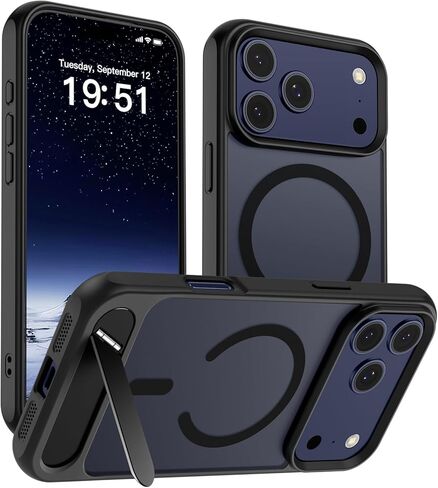 SUPFINE Magnetic for iPhone 17 Pro Max Case (Built-in Invisible Kickstand)(Compatible with MagSafe)(Military Grade Drop Protection) Translucent Matte Shockproof Phone Cover,Deep Blue in Saudi Arabia