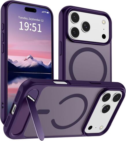 حافظة SUPFINE المغناطيسية لهاتف iPhone 17 Pro Max (مسند مدمج غير مرئي) (متوافقة مع MagSafe) (حماية من السقوط من الدرجة العسكرية) غطاء هاتف شفاف غير لامع مقاوم للصدمات، أزرق داكن in Kuwait