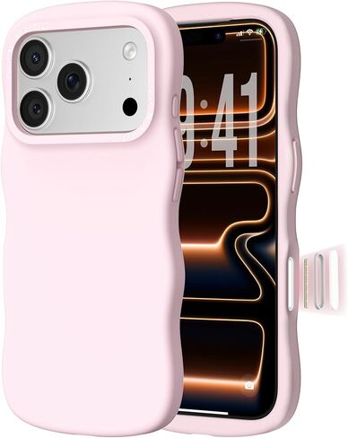 ORNARTO for iPhone 17 Pro Max Case for Women Girls– Cute Wave Edge | Camera Control Button | Shockproof Liquid Silicone Phone Case for iPhone 17 Pro Max 6.9", Chalk Pink in Saudi Arabia