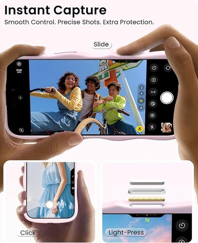 ORNARTO for iPhone 17 Pro Max Case for Women Girls– Cute Wave Edge | Camera Control Button | Shockproof Liquid Silicone Phone Case for iPhone 17 Pro Max 6.9", Chalk Pink in Saudi Arabia