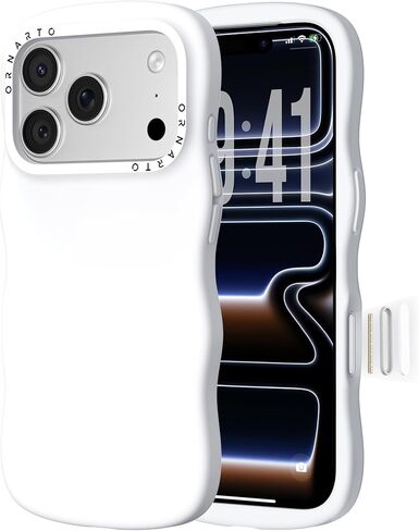 حافظة ORNARTO لهاتف iPhone 17 Pro Max للنساء والفتيات - حافة مموجة لطيفة | زر التحكم بالكاميرا | حافظة هاتف من السيليكون السائل مضادة للصدمات لهاتف iPhone 17 Pro Max مقاس 6.9 بوصات، باللون الوردي الطباشيري in Saudi Arabia