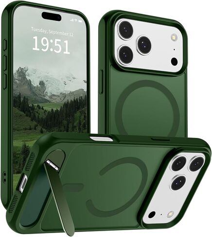 حافظة SUPFINE المغناطيسية لهاتف iPhone 17 Pro Max (مسند مدمج غير مرئي) (متوافقة مع MagSafe) (حماية من السقوط من الدرجة العسكرية) غطاء هاتف شفاف غير لامع مقاوم للصدمات، أزرق داكن in Kuwait