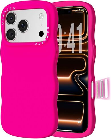 ORNARTO for iPhone 17 Pro Max Case for Women Girls– Cute Wave Edge | Camera Control Button | Shockproof Liquid Silicone Phone Case for iPhone 17 Pro Max 6.9", Chalk Pink in Saudi Arabia