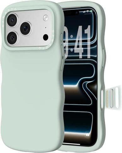 ORNARTO for iPhone 17 Pro Max Case for Women Girls– Cute Wave Edge | Camera Control Button | Shockproof Liquid Silicone Phone Case for iPhone 17 Pro Max 6.9", Chalk Pink in Saudi Arabia