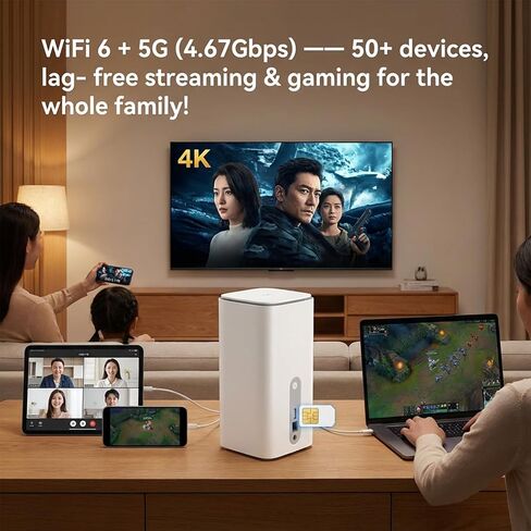 جهاز توجيه Denash 5G CPE مع فتحة لبطاقة SIM، جهاز توجيه خلوي محمول ثنائي النطاق، موجه NSA WiFi 6 5G مودم خلوي ثنائي النطاق للمنزل والمكتب والإنترنت اللاسلكي الداخلي in Saudi Arabia