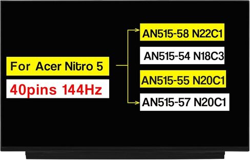 15.6 بوصة بديلة لجهاز Acer Nitro 5 AN515-58 N22C1 / AN515-54 N18C3 / AN515-55 AN515-57 N20C1 لوحة عرض LCD غير تعمل باللمس (FHD 1920×1080 40 Pins 144HZ) in Saudi Arabia
