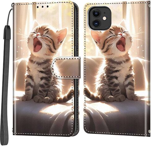 Wallet for iPhone 12 Case/iPhone 12 Pro Case, [Kickstand] 3 Card Holder Stand [Shockproof TPU Interior Shell], PU Leather Magnetic Protective Flip Cover 6.1", Black Flower in Kuwait
