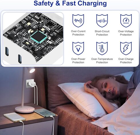 6ft/10ft Dual Port 45W iPhone 17 16 15 Charger Fast Charging Block and Long USB C to Type C Charger Cable Cord for Apple iPhone 17 Pro Max/17 Air/16 Pro/16/15 Pro/15 Plus/Mini/iPad Plug Cube/Samsung in Kuwait