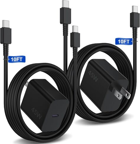 6ft/10ft Dual Port 45W iPhone 17 16 15 Charger Fast Charging Block and Long USB C to Type C Charger Cable Cord for Apple iPhone 17 Pro Max/17 Air/16 Pro/16/15 Pro/15 Plus/Mini/iPad Plug Cube/Samsung in Kuwait