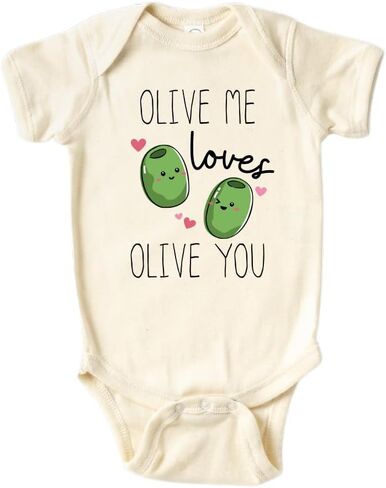 Olive Me Loves Olive You Cute Baby Bodysuit Shirt Custom Clothes Unisex Baby Gift for Mom Newborn in Saudi Arabia