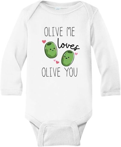 Olive Me Loves Olive You Cute Baby Bodysuit Shirt Custom Clothes Unisex Baby Gift for Mom Newborn in Saudi Arabia