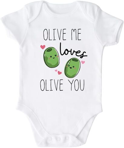 Olive Me Loves Olive You Cute Baby Bodysuit Shirt Custom Clothes Unisex Baby Gift for Mom Newborn in Saudi Arabia