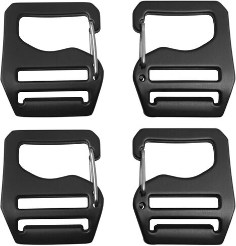4PCS Adjustable Webbing G Shaped Buckles with Spring Loaded Gate Aluminum Alloy Inner Diameter 0.79in 2 Pcs for Left and 2 Pcs for Right Suitable for Backpacks Tactical Belts Black in Saudi Arabia