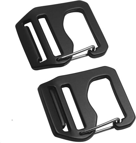 4PCS Adjustable Webbing G Shaped Buckles with Spring Loaded Gate Aluminum Alloy Inner Diameter 0.79in 2 Pcs for Left and 2 Pcs for Right Suitable for Backpacks Tactical Belts Black in Saudi Arabia