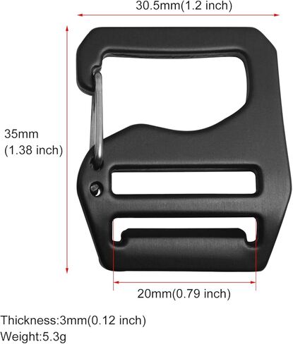 4PCS Adjustable Webbing G Shaped Buckles with Spring Loaded Gate Aluminum Alloy Inner Diameter 0.79in 2 Pcs for Left and 2 Pcs for Right Suitable for Backpacks Tactical Belts Black in Saudi Arabia