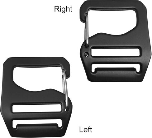 4PCS Adjustable Webbing G Shaped Buckles with Spring Loaded Gate Aluminum Alloy Inner Diameter 0.79in 2 Pcs for Left and 2 Pcs for Right Suitable for Backpacks Tactical Belts Black in Saudi Arabia