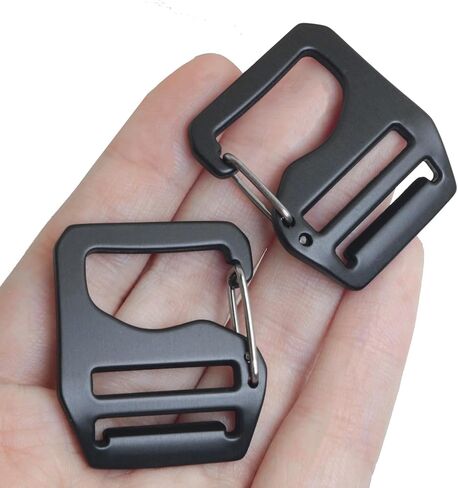 4PCS Adjustable Webbing G Shaped Buckles with Spring Loaded Gate Aluminum Alloy Inner Diameter 0.79in 2 Pcs for Left and 2 Pcs for Right Suitable for Backpacks Tactical Belts Black in Saudi Arabia
