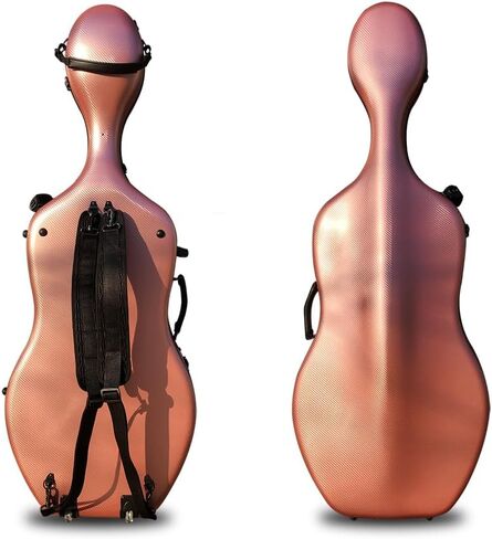 حافظة التشيلو بغطاء صلب مقاس 4/4 من ألياف الكربون مع عجلات وأشرطة حقيبة الظهر وبطانة داخلية قابلة للتعديل، وغطاء متين مقاوم للماء للتخزين والسفر (أسود) in Kuwait