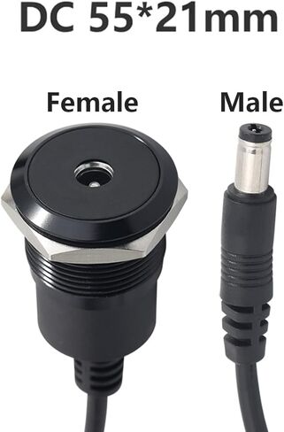 PENGLIN 5.5mm x 2.1mm DC Power Extension Cable,Female to Male DC Power Panel Mount Connector for Security Camera, LED Strip, CCTV IP Surveillance(Cable Length 25cm/9.84inch) in Saudi Arabia