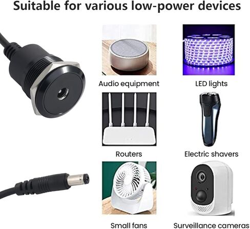 PENGLIN 5.5mm x 2.1mm DC Power Extension Cable,Female to Male DC Power Panel Mount Connector for Security Camera, LED Strip, CCTV IP Surveillance(Cable Length 25cm/9.84inch) in Saudi Arabia